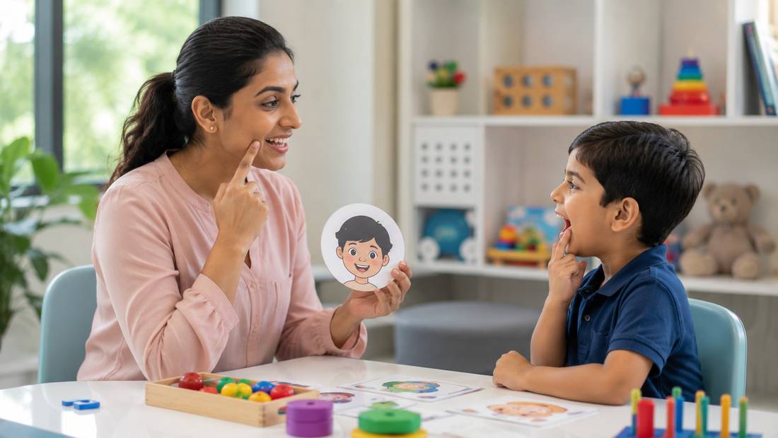 Child during a play-based speech therapy session